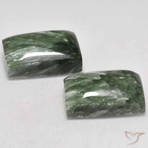 15.16 ct natürliche Erdiges Grün Seraphinite-Edelsteine, Baguette, Lichtundurchlässig