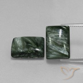 16.43ctw Natürlicher Waldgrün Seraphinite, Baguette, Lichtundurchlässig