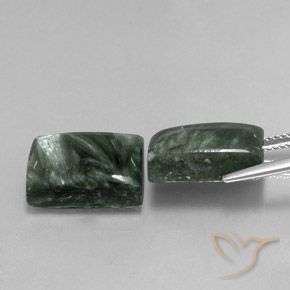 16.43 ct natürliche Waldgrün Seraphinite-Edelsteine, Baguette, Lichtundurchlässig