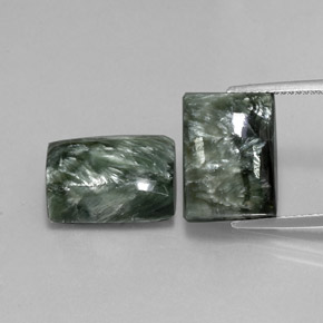 17,39 ct natürliche grüner Seraphinit-Edelsteine, Baguette, Lichtundurchlässig