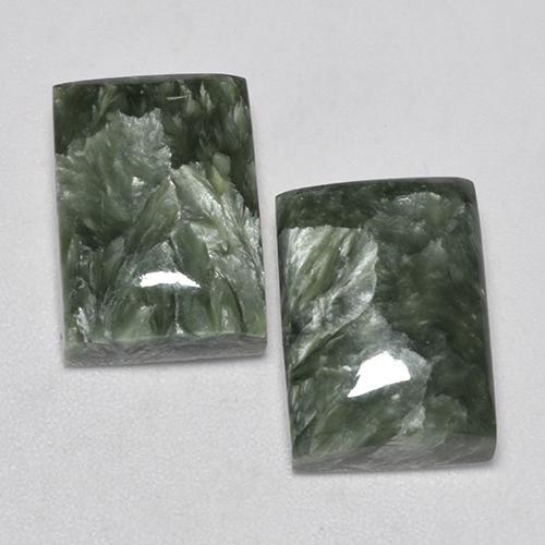 15,38 ct natürliche grüner Seraphinit-Edelsteine, Baguette, Lichtundurchlässig