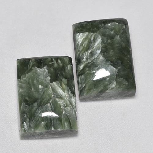 15,38 ct natürliche grüner Seraphinit-Edelsteine, Baguette, Lichtundurchlässig