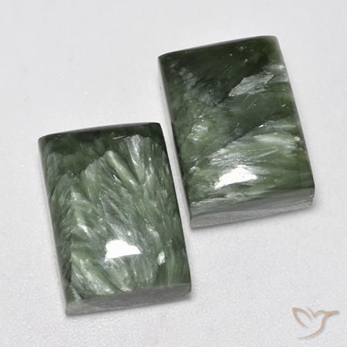 17.19 ct natürliche Mittelgrün Seraphinite-Edelsteine, Baguette, Lichtundurchlässig
