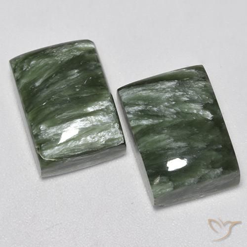 16.83 ct natürliche Mittelgrün Seraphinite-Edelsteine, Baguette, Lichtundurchlässig