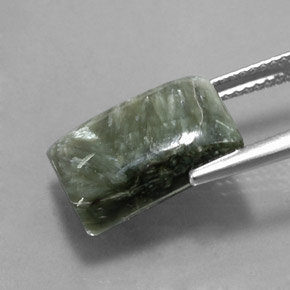 7,63 ctw natürlicher grüner Seraphinit, Baguette, Lichtundurchlässig