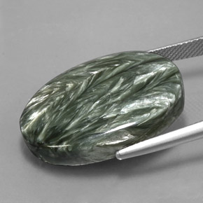 24,96 ctw natürlicher grüner Seraphinit, Oval Schliff, Lichtundurchlässig