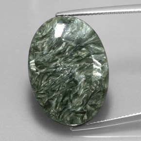 19,04 ctw natürlicher grüner Seraphinit, Oval Schliff, Lichtundurchlässig