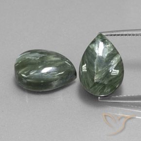 11.93ctw Natürlicher Mittelgrün Seraphinite, Birnenform, Lichtundurchlässig