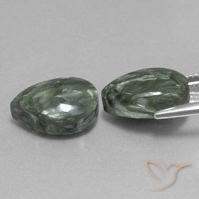 11.93 ct natürliche Mittelgrün Seraphinite-Edelsteine, Birnenform, Lichtundurchlässig