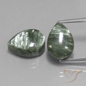 12.42ctw Natürlicher Grün Seraphinite, Birnenform, Lichtundurchlässig