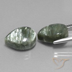 12.42 ct natürliche Grün Seraphinite-Edelsteine, Birnenform, Lichtundurchlässig