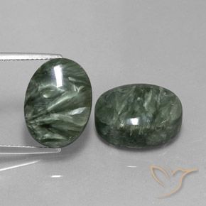 21,51 ct natürliche grüner Seraphinit-Edelsteine, Oval Schliff, Lichtundurchlässig