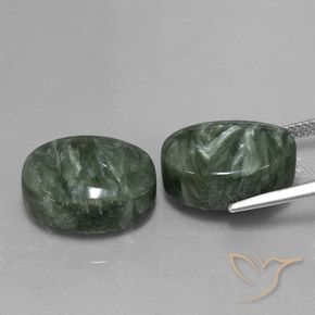 21,51 ct natürliche grüner Seraphinit-Edelsteine, Oval Schliff, Lichtundurchlässig