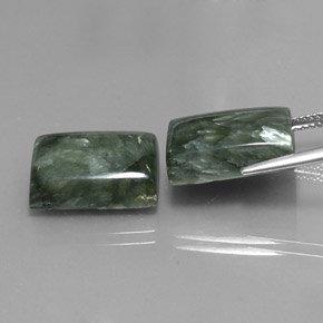  ct natürliche grüner Seraphinit-Edelsteine, Baguette, Lichtundurchlässig
