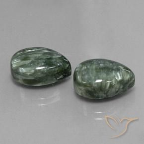 12.30 ct natürliche Moosiges Grün Seraphinite-Edelsteine, Birnenform, Lichtundurchlässig