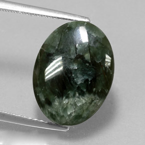 7,38 ctw natürlicher grüner Seraphinit, Oval Schliff, Lichtundurchlässig