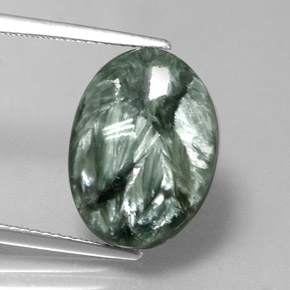 8,64 ctw natürlicher grüner Seraphinit, Oval Schliff, Lichtundurchlässig