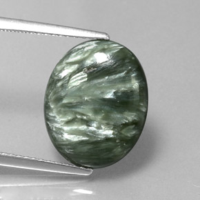 6,11 ctw natürlicher grüner Seraphinit, Oval Schliff, Lichtundurchlässig