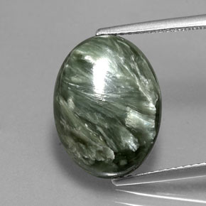 8,08 ctw natürlicher grüner Seraphinit, Oval Schliff, Lichtundurchlässig
