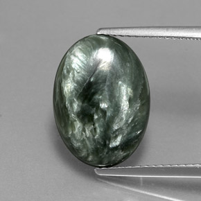 6,39 ctw natürlicher grüner Seraphinit, Oval Schliff, Lichtundurchlässig