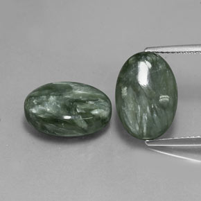 12,01 ct natürliche grüner Seraphinit-Edelsteine, Oval Schliff, Lichtundurchlässig