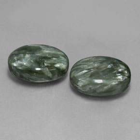 12,01 ct natürliche grüner Seraphinit-Edelsteine, Oval Schliff, Lichtundurchlässig