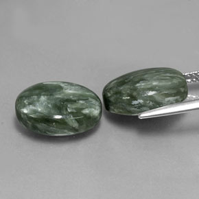 12,01 ct natürliche grüner Seraphinit-Edelsteine, Oval Schliff, Lichtundurchlässig