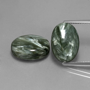 13,00 ct natürliche grüner Seraphinit-Edelsteine, Oval Schliff, Lichtundurchlässig