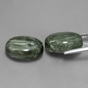 12,72 ct natürliche grüner Seraphinit-Edelsteine, Oval Schliff, Lichtundurchlässig
