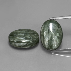 11,70 ct natürliche grüner Seraphinit-Edelsteine, Oval Schliff, Lichtundurchlässig