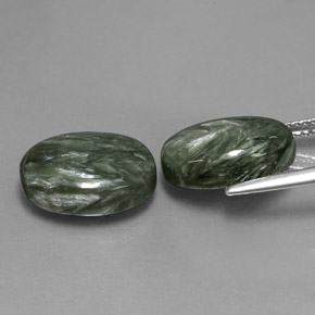 11,70 ct natürliche grüner Seraphinit-Edelsteine, Oval Schliff, Lichtundurchlässig