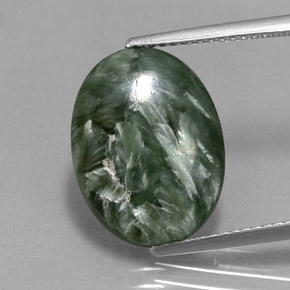6,39 ctw natürlicher grüner Seraphinit, Oval Schliff, Lichtundurchlässig