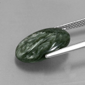 6,39 ctw natürlicher grüner Seraphinit, Oval Schliff, Lichtundurchlässig