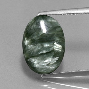 5,38 ctw natürlicher grüner Seraphinit, Oval Schliff, Lichtundurchlässig