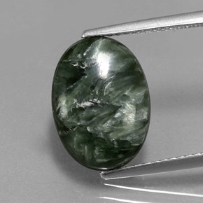 5,06 ctw natürlicher grüner Seraphinit, Oval Schliff, Lichtundurchlässig