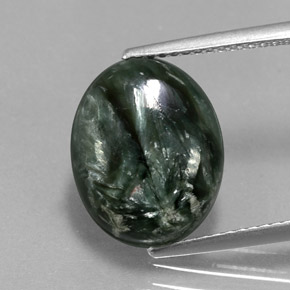 5,08 ctw natürlicher grüner Seraphinit, Oval Schliff, Lichtundurchlässig