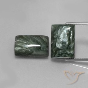 14.67ctw Natürlicher tiefgrün Seraphinite, Baguette, Lichtundurchlässig