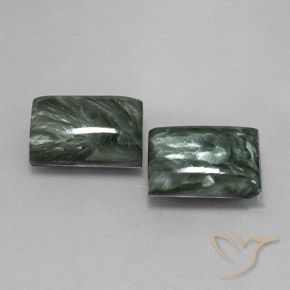 14.67 ct natürliche tiefgrün Seraphinite-Edelsteine, Baguette, Lichtundurchlässig
