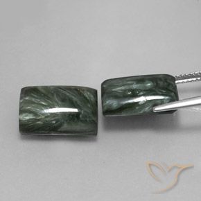 14.67 ct natürliche tiefgrün Seraphinite-Edelsteine, Baguette, Lichtundurchlässig