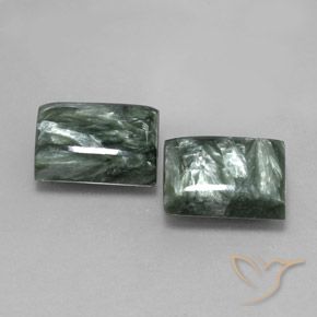 15.92 ct natürliche Mittelgrün Seraphinite-Edelsteine, Baguette, Lichtundurchlässig
