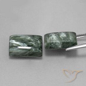 15.92 ct natürliche Mittelgrün Seraphinite-Edelsteine, Baguette, Lichtundurchlässig