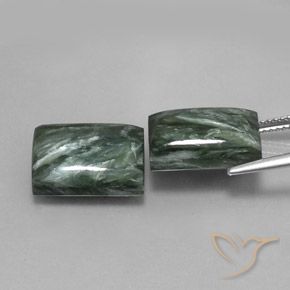 15.52 ct natürliche Mittelgrün Seraphinite-Edelsteine, Baguette, Lichtundurchlässig