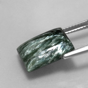 5,99 ctw natürlicher grüner Seraphinit, Baguette, Lichtundurchlässig