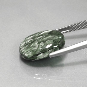 11,95 ctw natürlicher grüner Seraphinit, Oval Schliff, Lichtundurchlässig