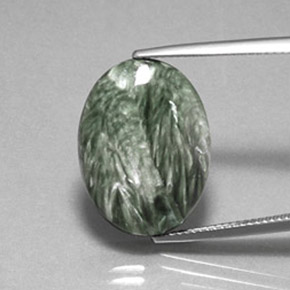 10,82 ctw natürlicher grüner Seraphinit, Oval Schliff, Lichtundurchlässig