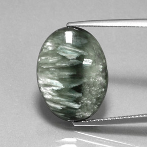 12,26 ctw natürlicher grüner Seraphinit, Oval Schliff, Lichtundurchlässig