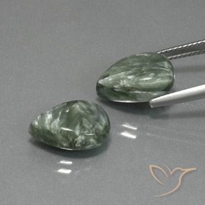 10.07 ct natürliche Mittelgrün Seraphinite-Edelsteine, Birnenform, Lichtundurchlässig