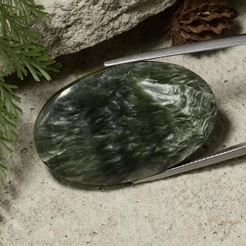 39,09 ctw natürlicher grüner Seraphinit, Oval Schliff, Lichtundurchlässig