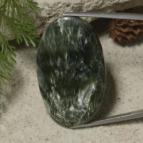 39,09 ctw natürlicher grüner Seraphinit, Oval Schliff, Lichtundurchlässig