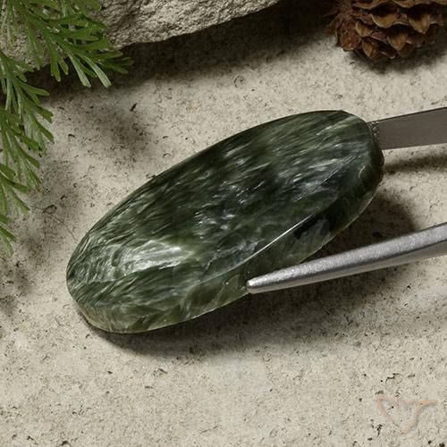 39,09 ctw natürlicher grüner Seraphinit, Oval Schliff, Lichtundurchlässig